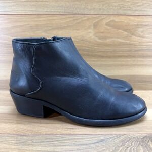 FRYE Carson Piping Ankle Booties Womens 7 M Black Soft Leather Zipper Block Heel